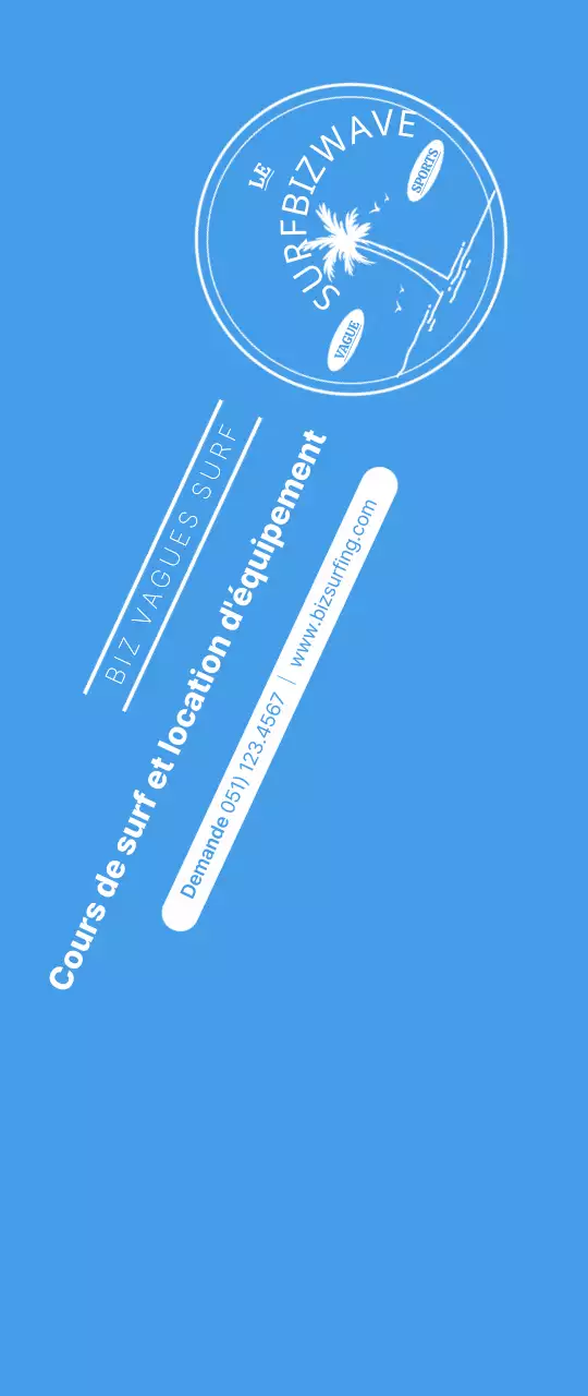 Un logo simple, bleu et jaune, représentant l'emblème du surf, pour promouvoir le magasin.