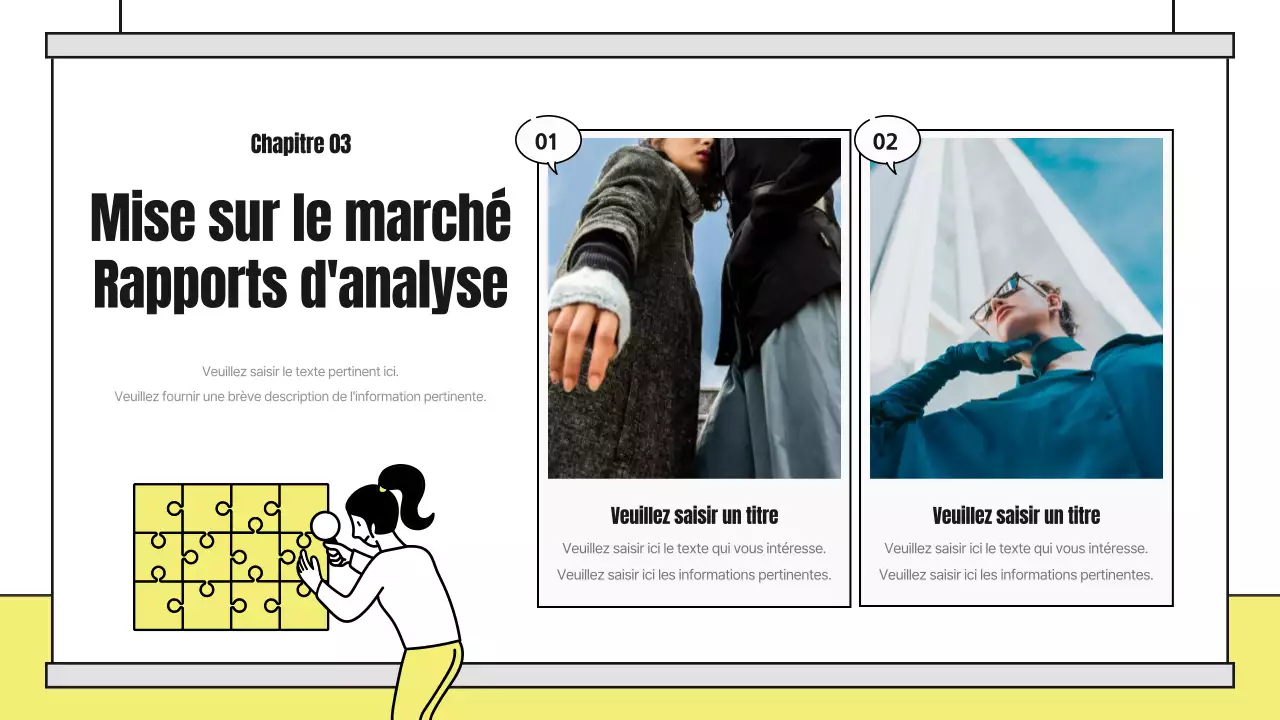 Un joli rapport d'analyse illustré avec des accents jaunes et noirs