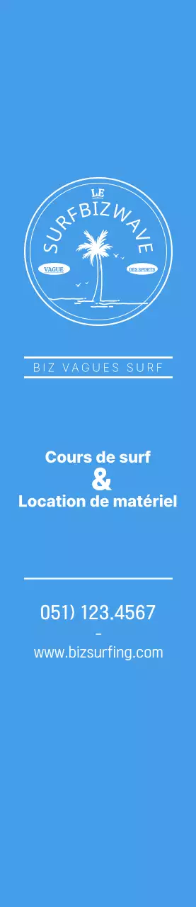 Un logo simple, bleu et jaune, représentant l'emblème du surf, pour promouvoir le magasin.