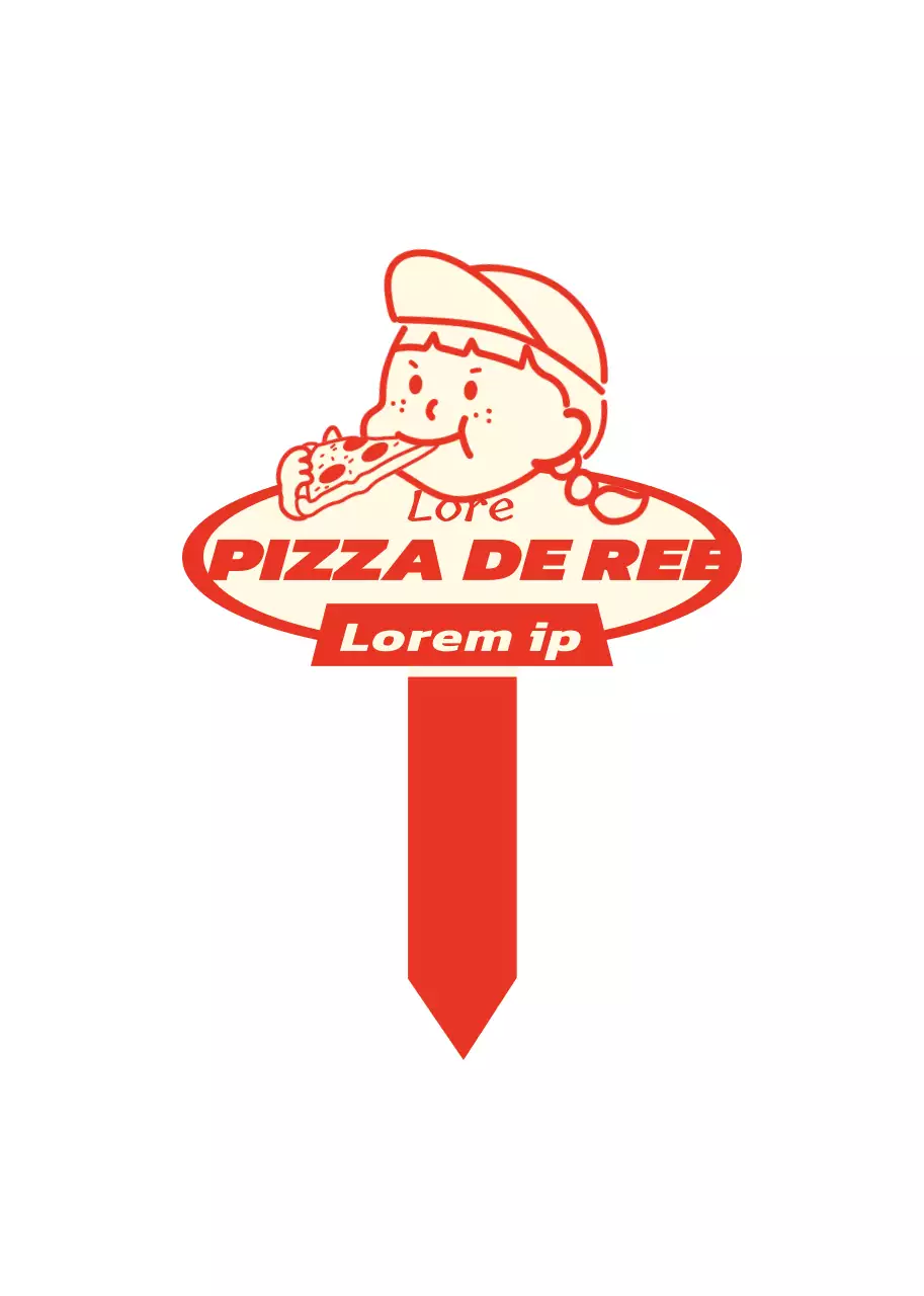 Logo d'une pizzeria avec une jolie illustration rouge et jaune