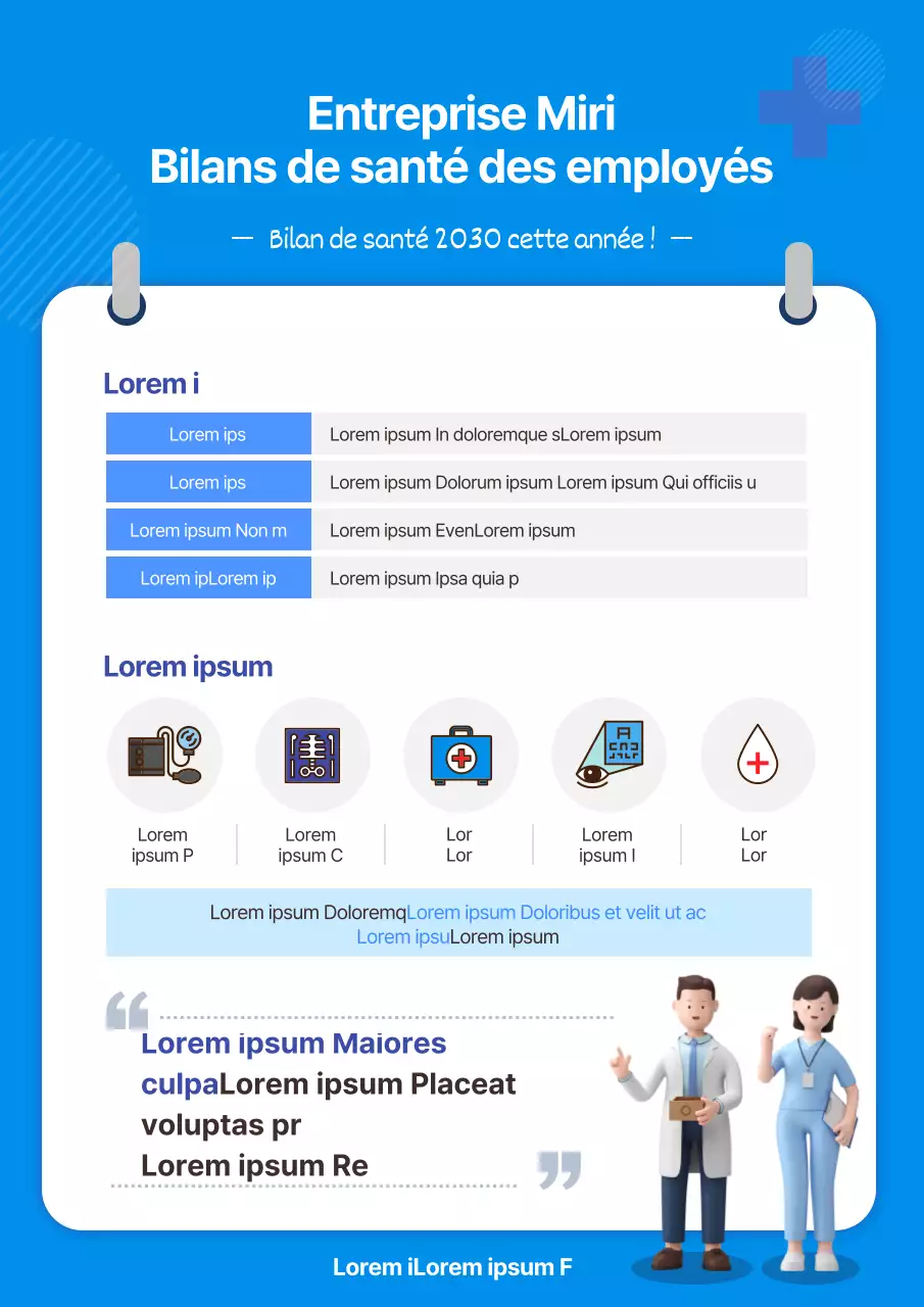 Documentation sur les examens de santé bleus