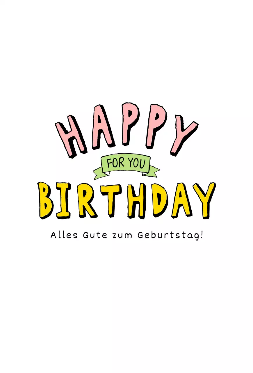 Einfache Geburtstagskarte mit Kalligrafie in Rosa und Gelb