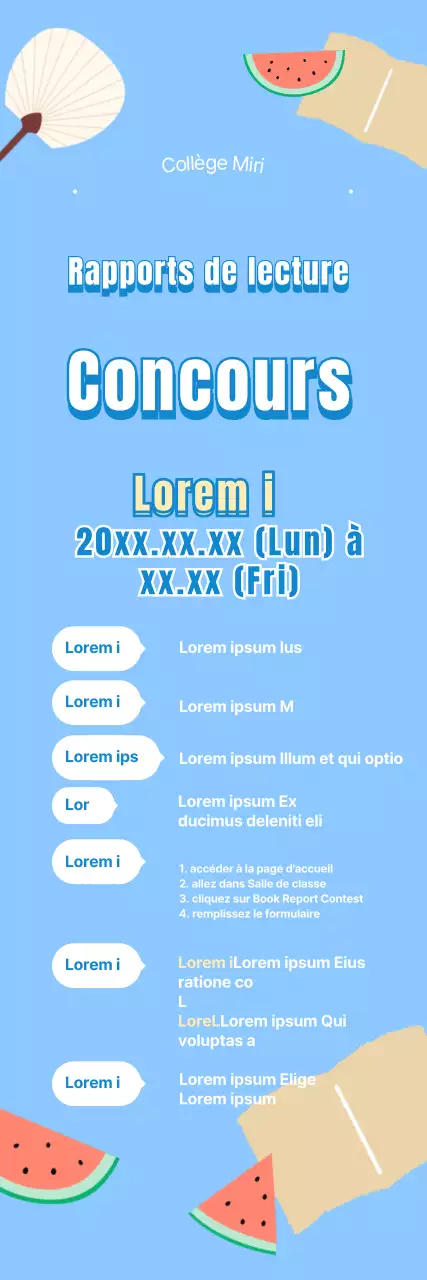 Annonces de concours sur fond bleu