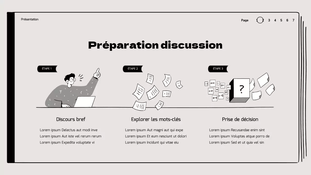 Discussion en classe sur le livre mettant en valeur les illustrations de dessin en beige et noir