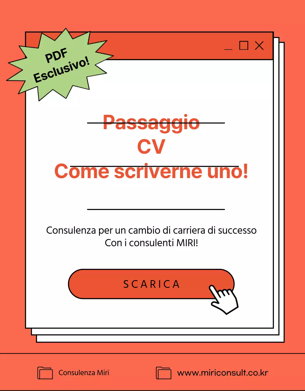 Promuovete la vostra esperienza di consulenza sul curriculum con un semplice concetto di ebook in bianco e rosso.