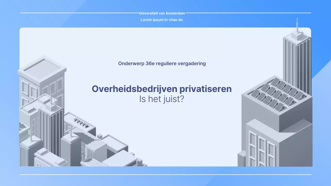 Blauwe Eenvoudige Presentatie voor het Debat over Privatisering van de Gezondheidszorg