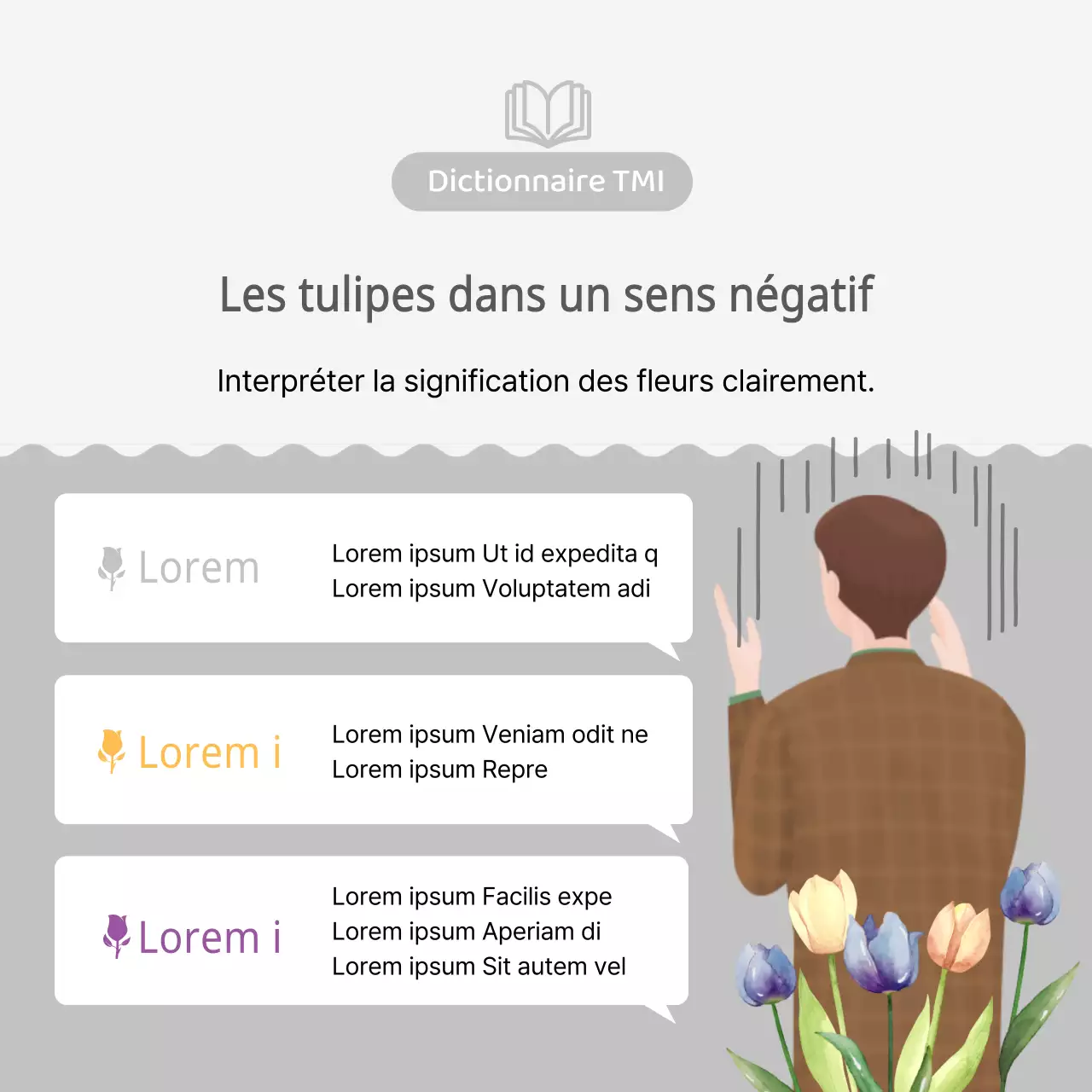 Langue de la fleur de tulipe TMI avec des images illustrées en rose