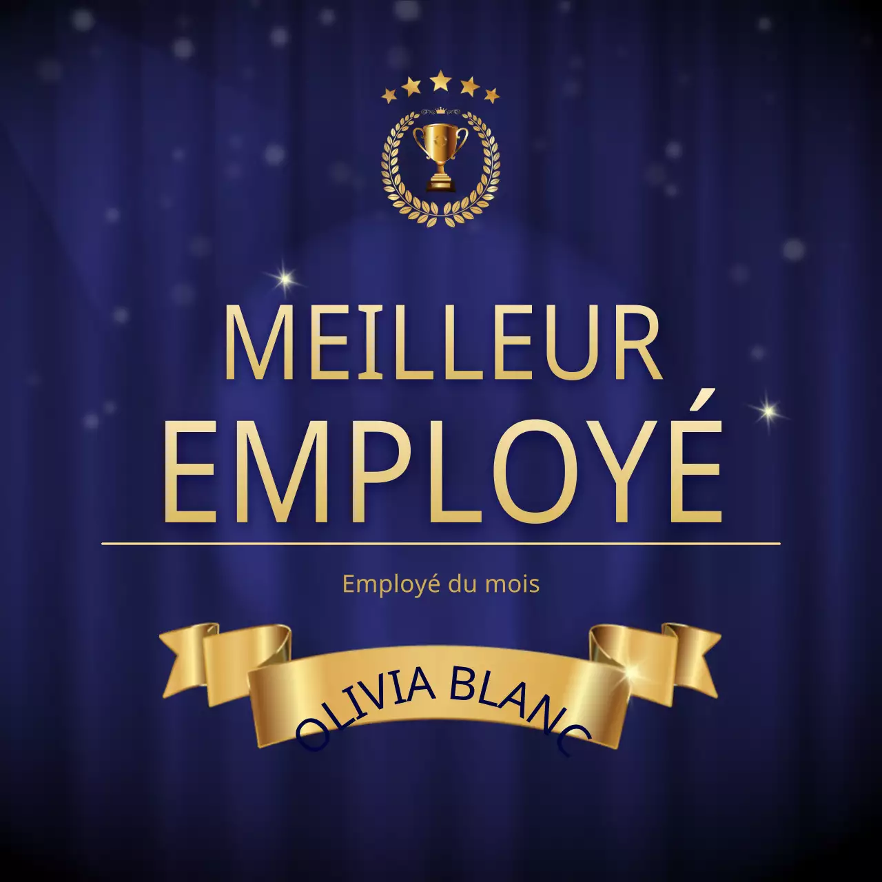 Un concept de cérémonie de remise des prix à paillettes bleu et or