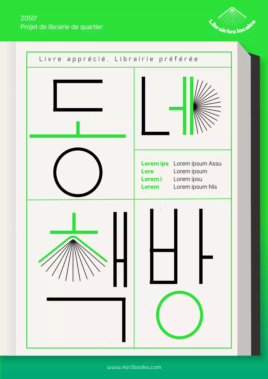 Typographie verte Projet de librairie de quartier
