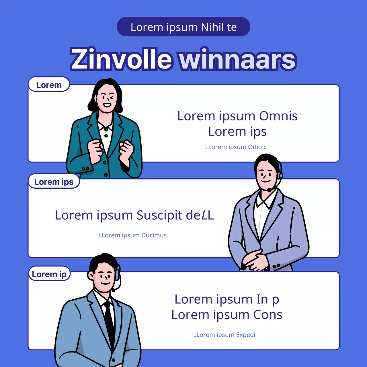 Aankondiging van de sloganwedstrijd voor het thema blauwe en witte doos