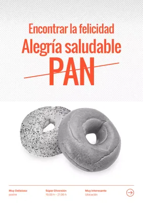 Cartel de panadería rojo y gris