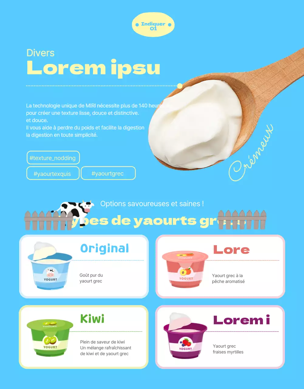 Informations sur le yaourt dans de jolies illustrations pastel