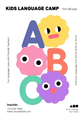 Colorful Playful Language Camp Invitation Poster