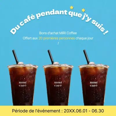 Promouvoir un simple événement de revue de café en bleu clair