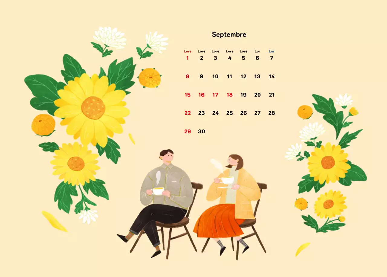Un calendrier du Nouvel An chaleureux et illustré