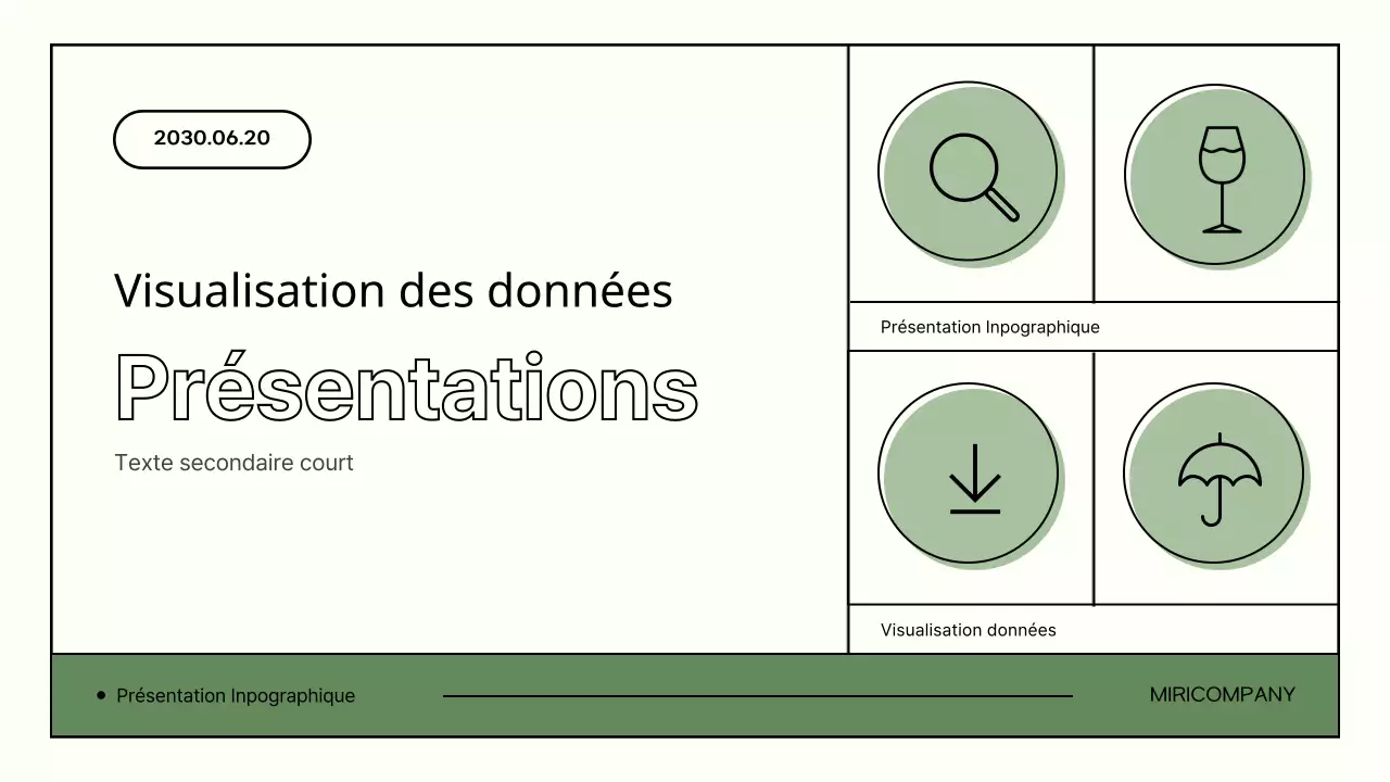 Présentation infographique d'entreprise de formes simples en vert et beige