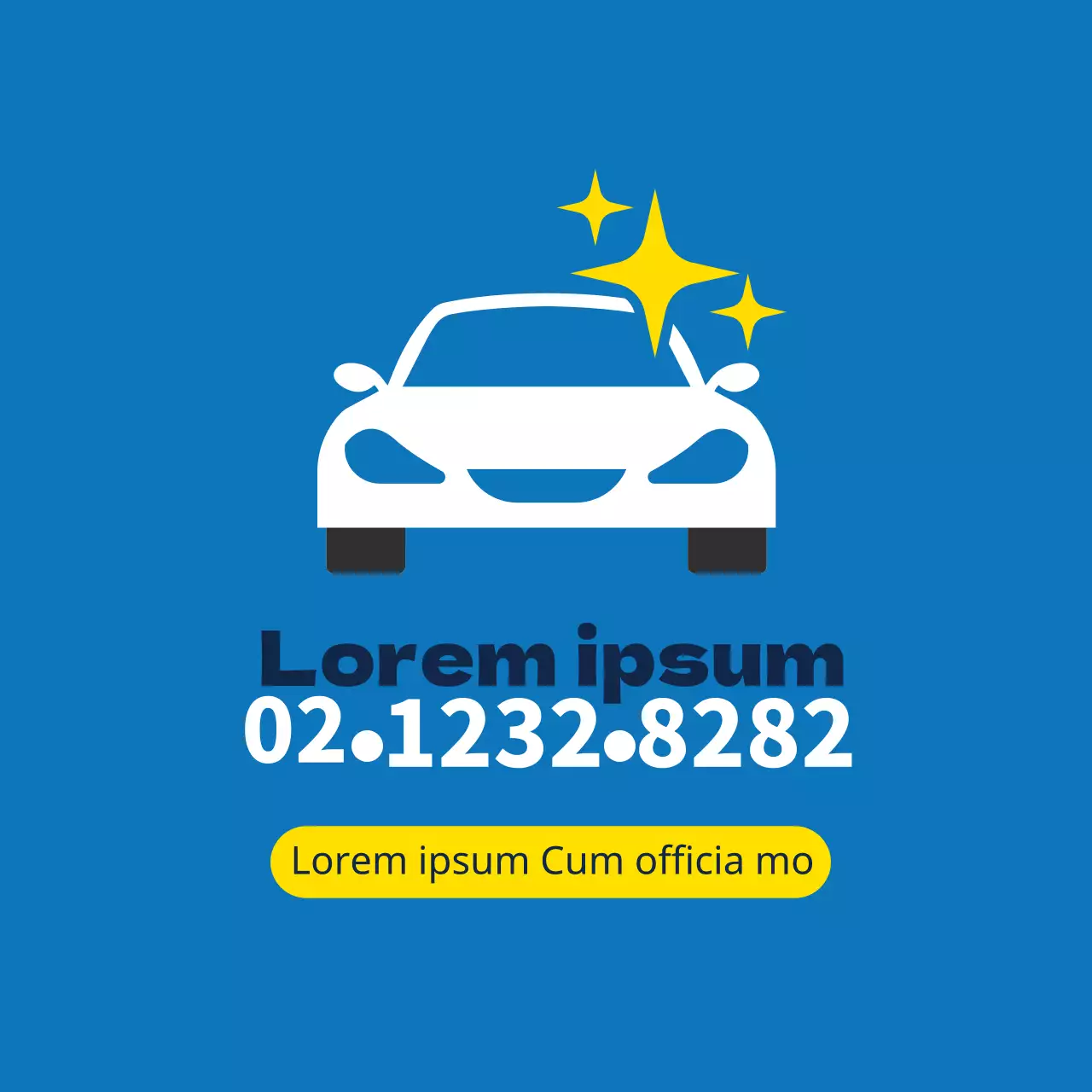 Illustration bleue étiquette promotionnelle propre pour voiture de location