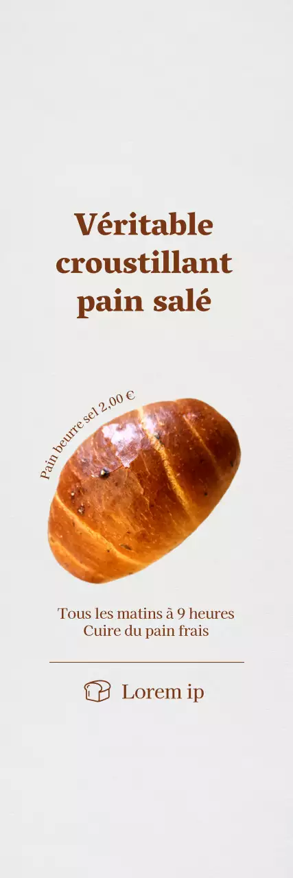 Faites la promotion de votre boulangerie avec un look propre et épuré sur un fond blanc.