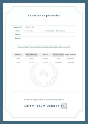 Une annonce de promotion épurée avec un design de liste bleue