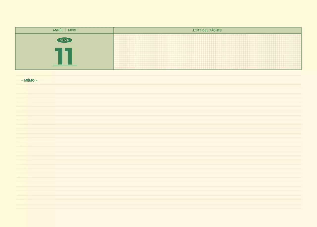 Calendrier mural SAT D-day notepad concept en vert et jaune clair