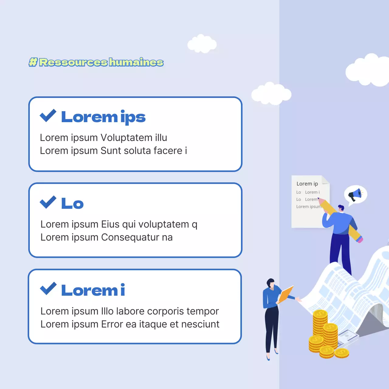 Carte de description d'emploi pastel news design