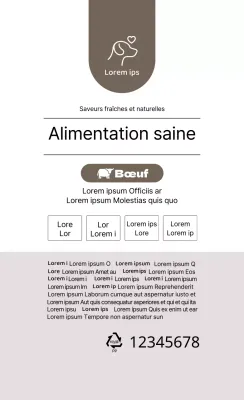 Étiquettes textuelles en couleurs pour les aliments pour animaux de compagnie