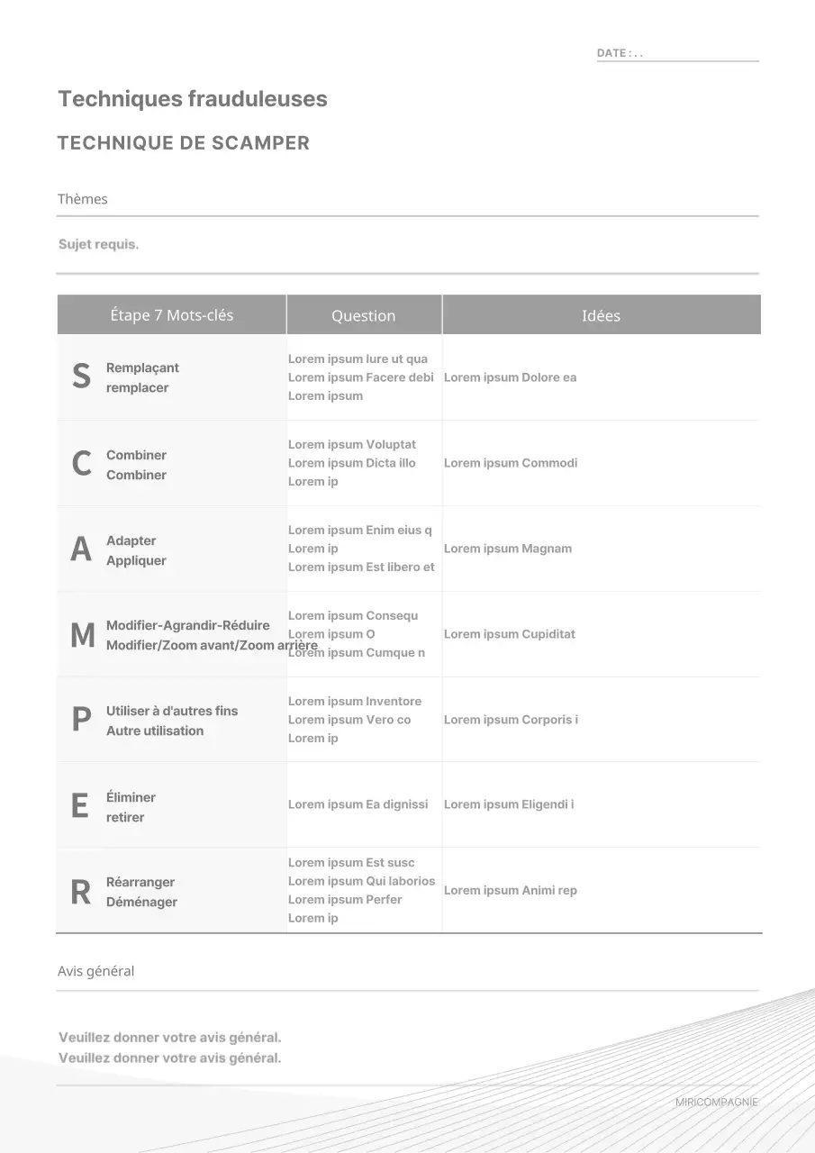 Gris, simple formatage de la documentation sur les techniques d'escroquerie