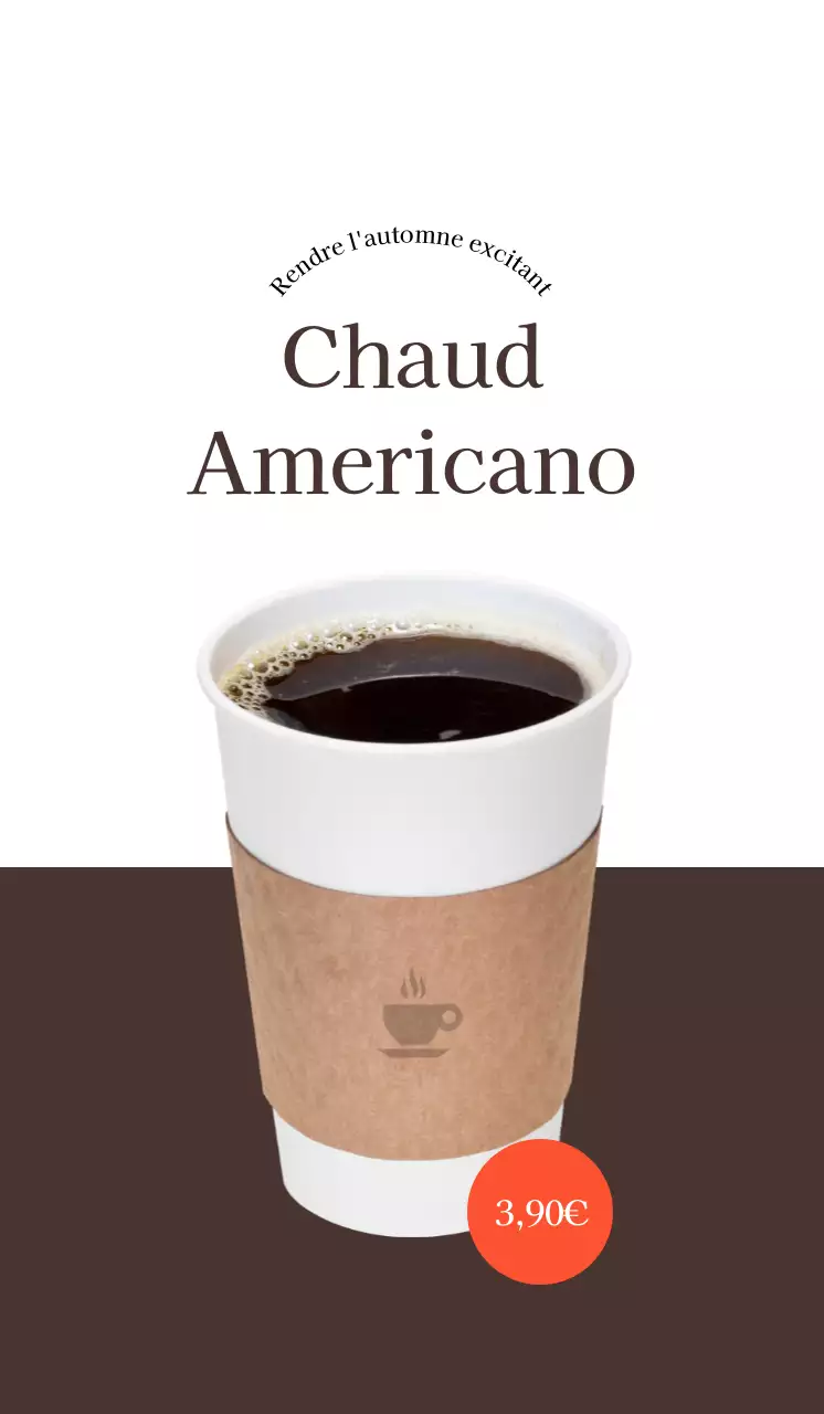 Faites la promotion de votre café en blanc, en marron et en contraste