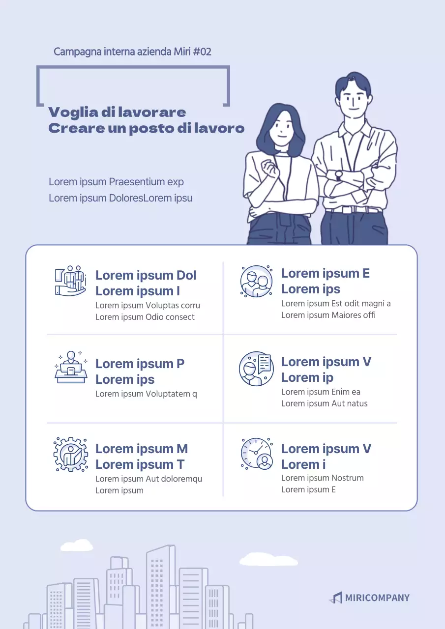 Poster web per la promozione di una campagna interna con illustrazioni bluetone