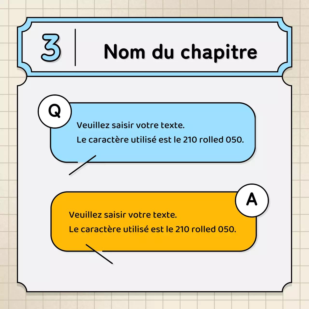 Bulles de texte bleu clair et jaune et illustration mignonne