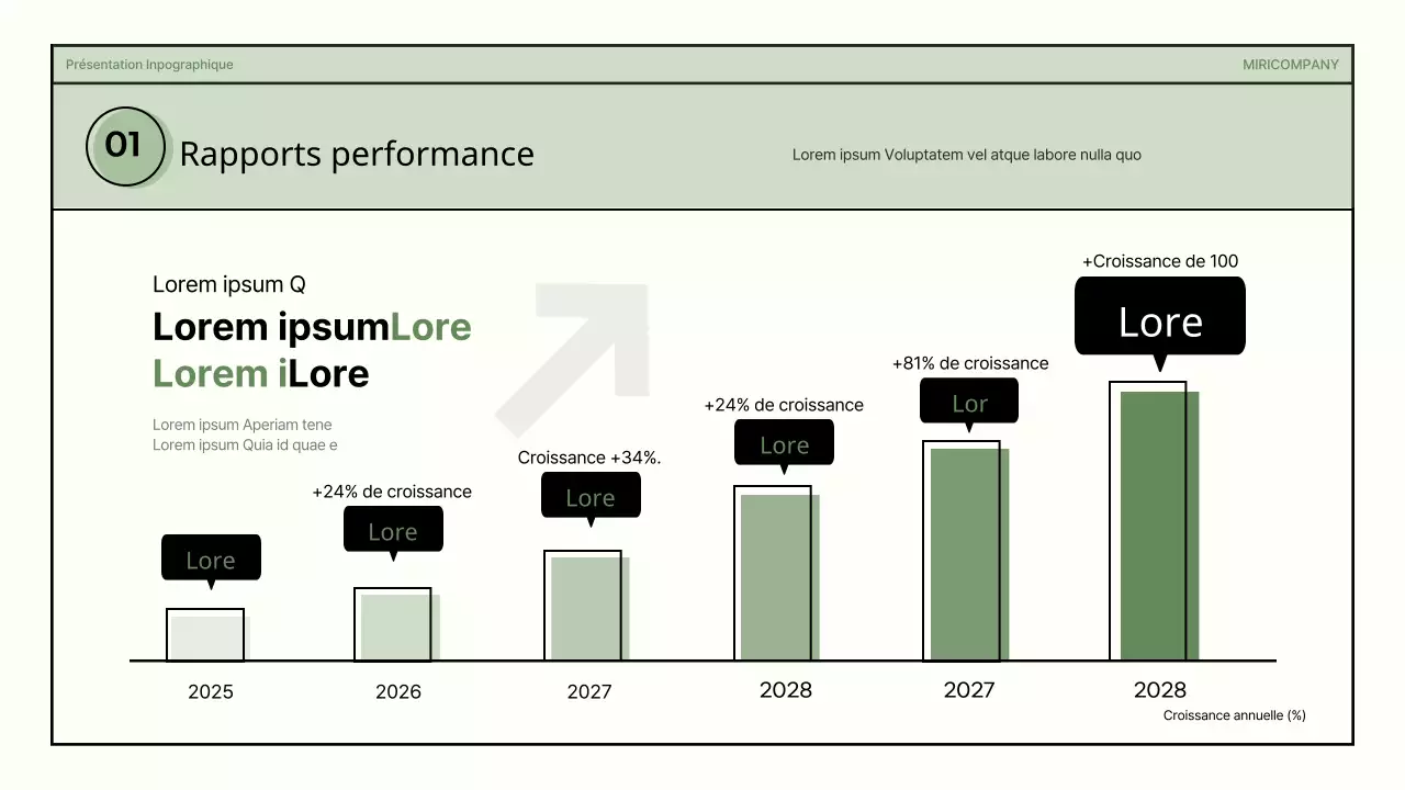 Présentation infographique d'entreprise de formes simples en vert et beige