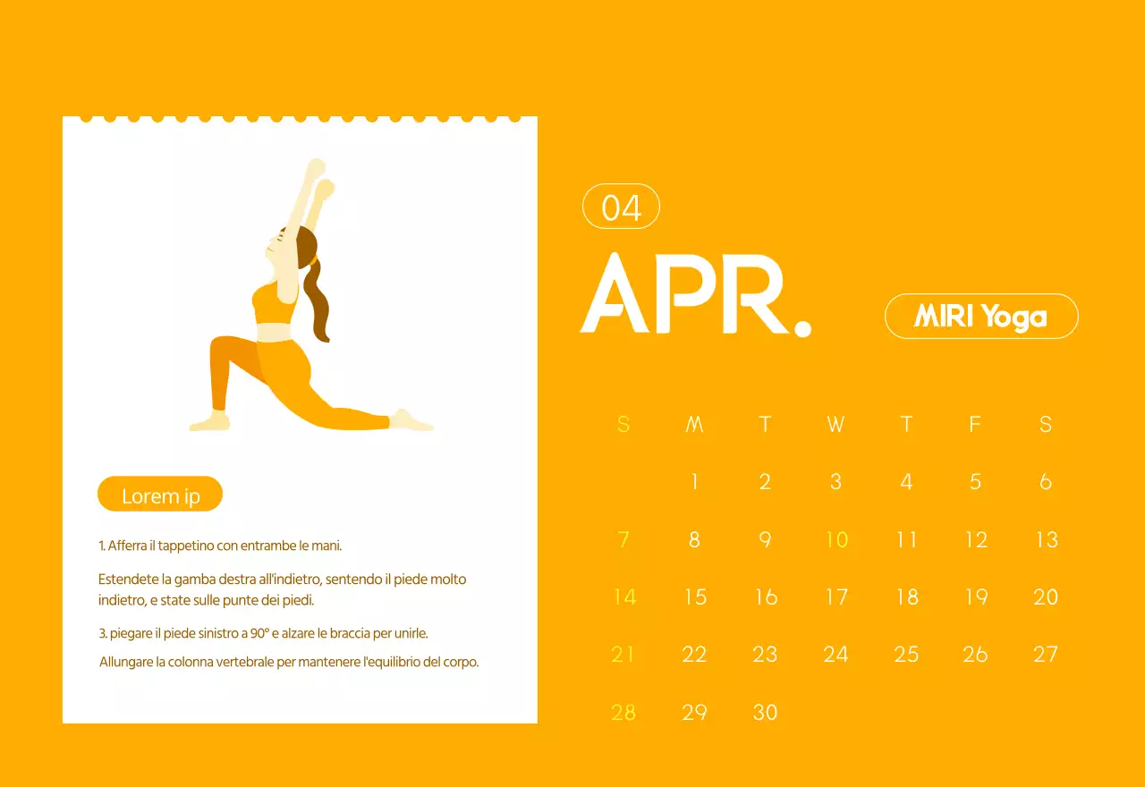 Calendari arancioni da regalare per promuovere il vostro studio di yoga