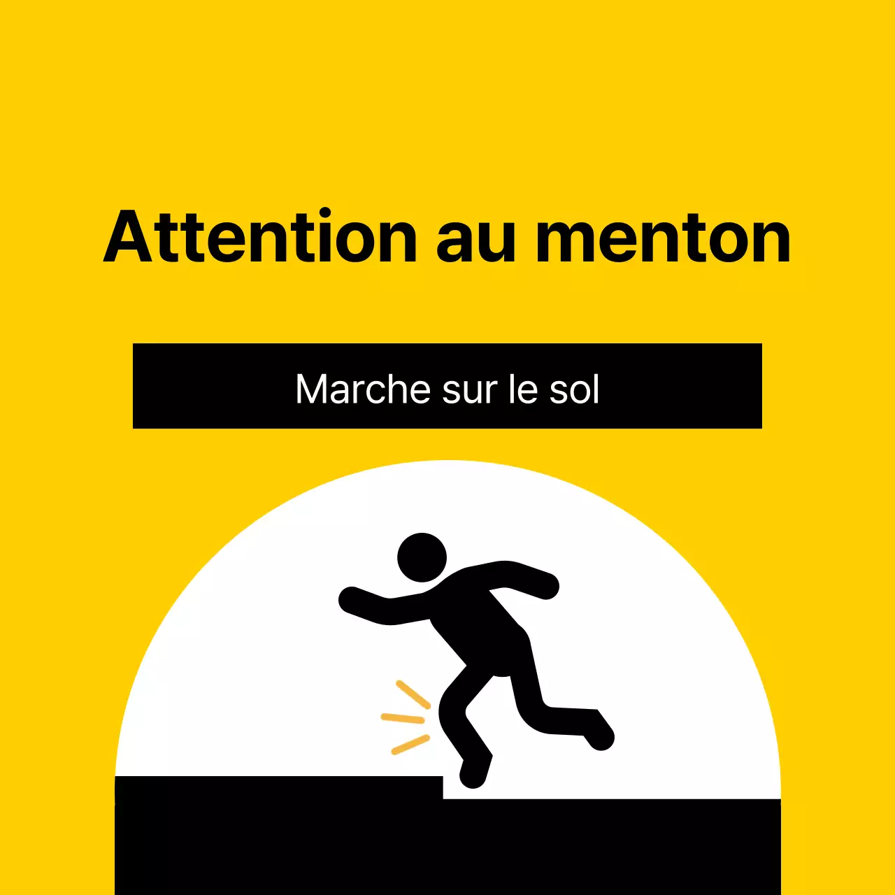 Un avertissement bien visible avec un pictogramme humain rouge et noir