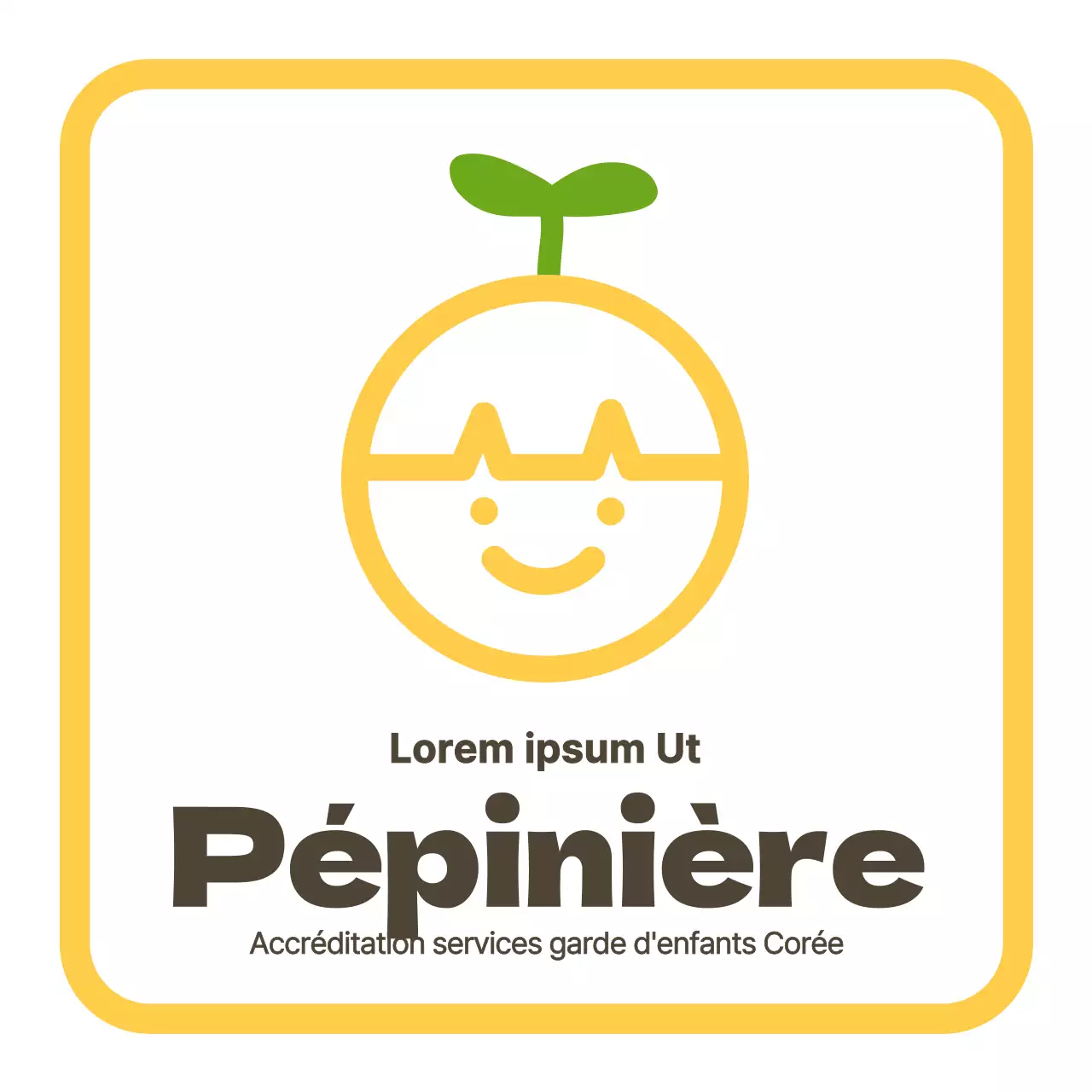 Panneau de style épuré pour logo de crèche en jaune et marron