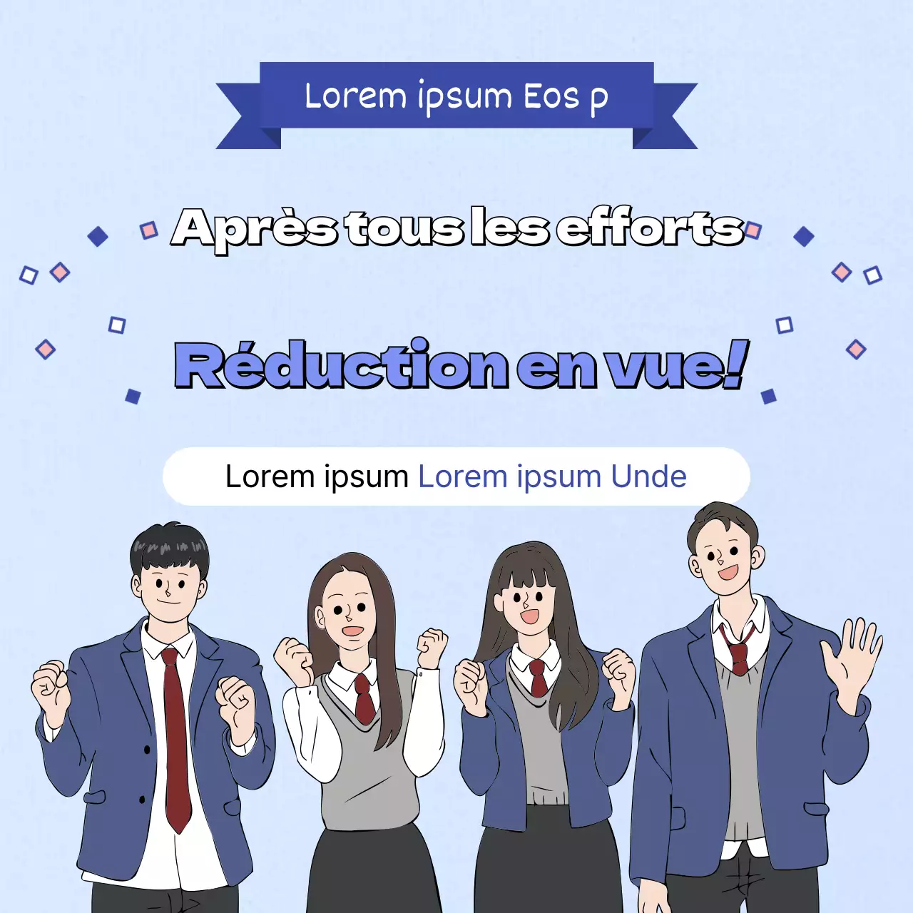 Annonce d'un événement Kitschy bleu et bleu clair pour l'obtention de billets d'examen à prix réduit