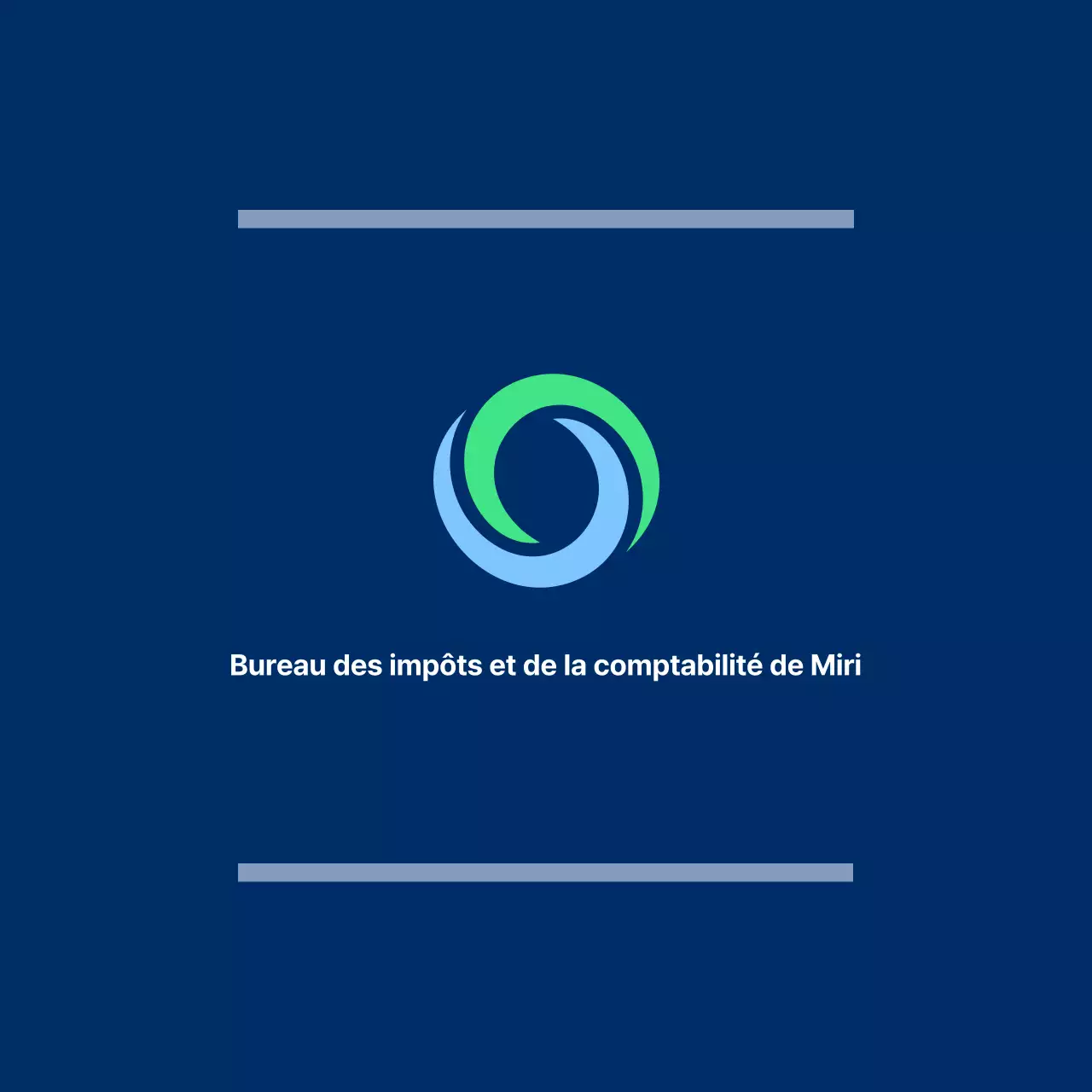 Guirlande de bureau bleu marine avec le logo et le nom du bureau des impôts et de la comptabilité.