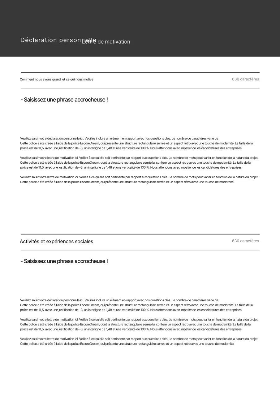 Une lettre de motivation grise et simple