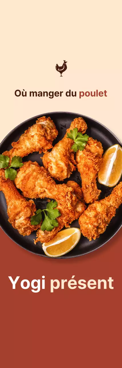 Poulet promotionnel petit sur fond marron, ivoire