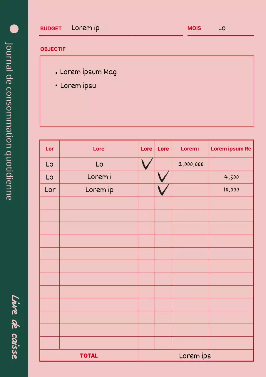 Document d'entrée de poche de style rétro en rose et vert