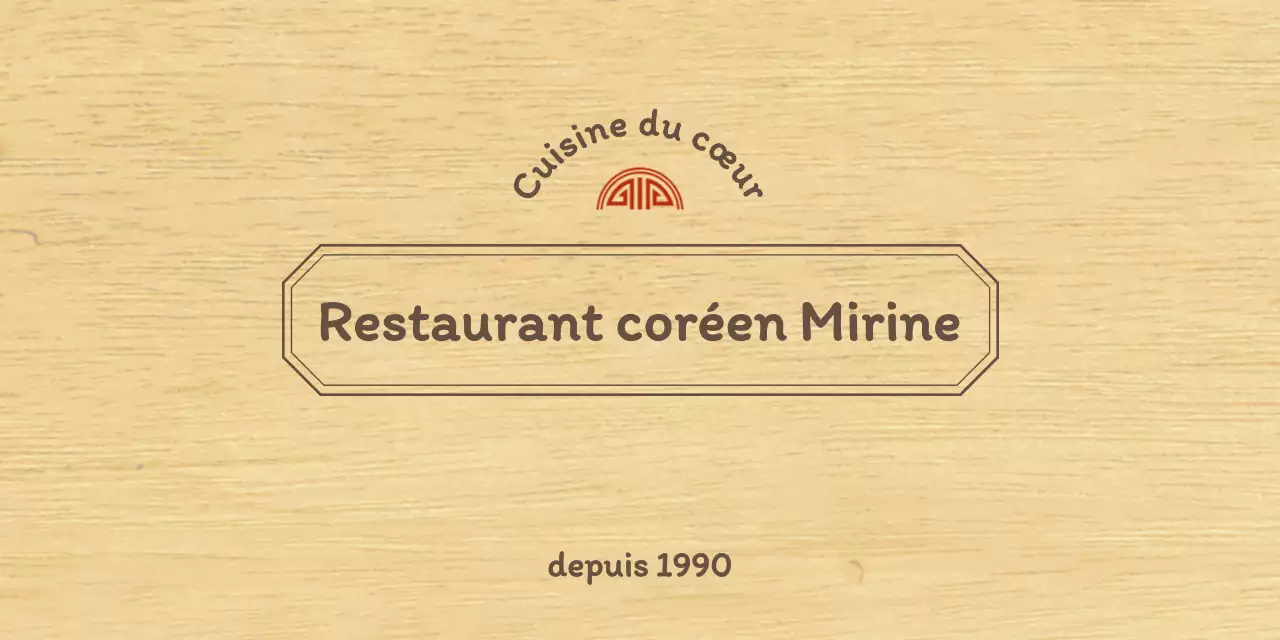 Conception d'un restaurant coréen avec une bordure conceptuelle nette en marron et rouge
