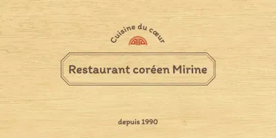 Conception d'un restaurant coréen avec une bordure conceptuelle nette en marron et rouge