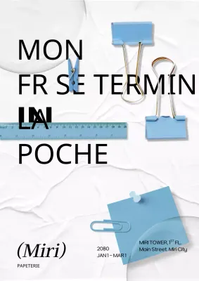 Artwork papery store guide with light blue modern text concept