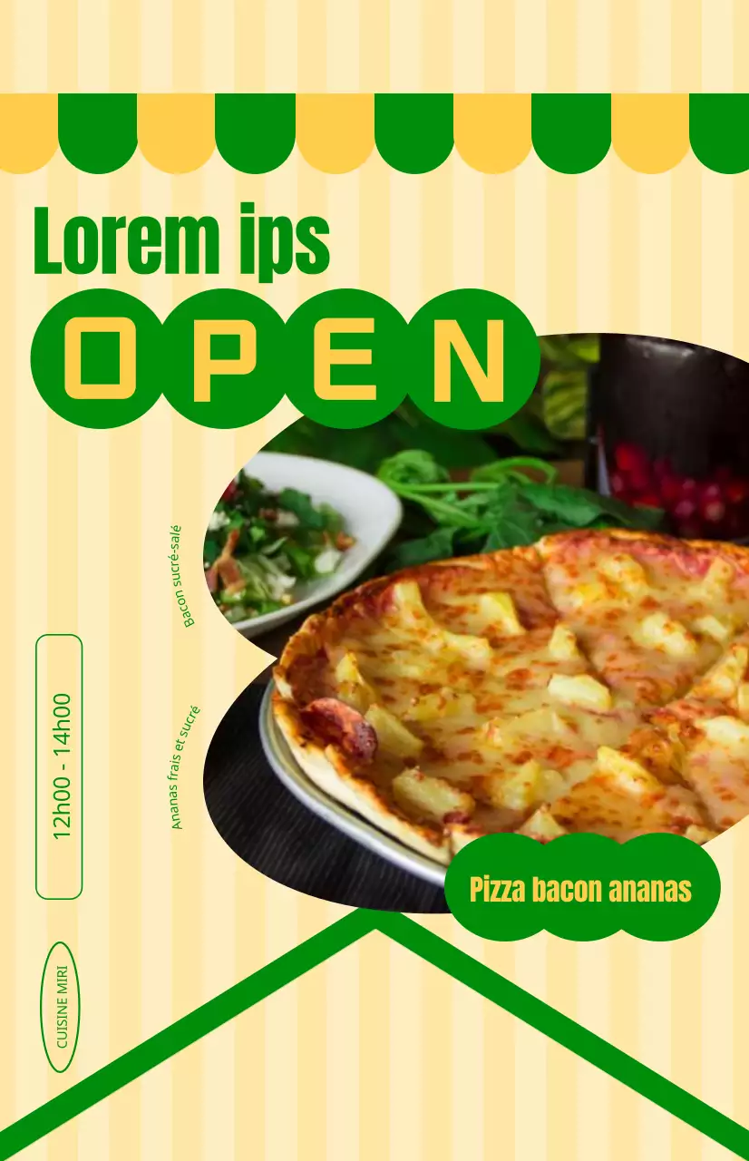 Faites la promotion de vos plats du jour sur un joli fond jaune et vert.