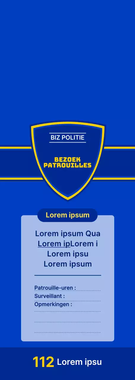 Een eenvoudig huis-aan-huis politiebord in kraakhelder blauw en marineblauw.