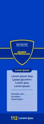 Een eenvoudig huis-aan-huis politiebord in kraakhelder blauw en marineblauw.