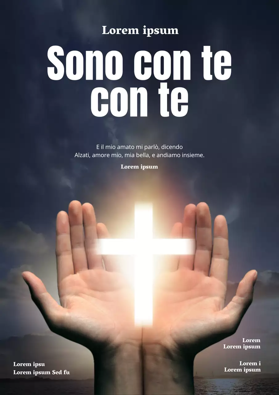 Semplice promozione della chiesa con mani e croci nere