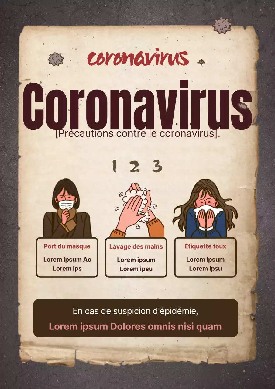 Dépliant vintage de la campagne de prévention de la grippe en couleur beige