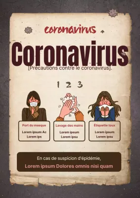 Dépliant vintage de la campagne de prévention de la grippe en couleur beige