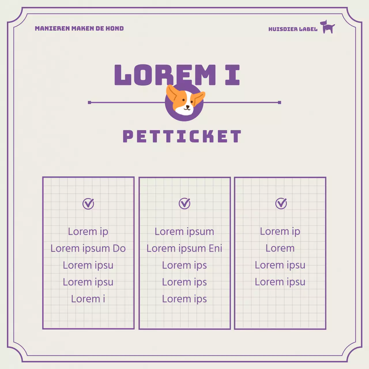 Over paars huisdier tickets