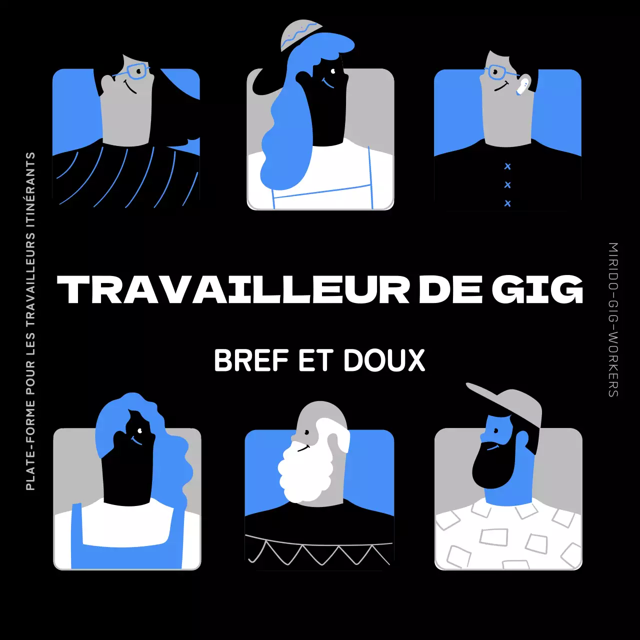 Illustration de personnes bleues et noires Présentation des gigworkers